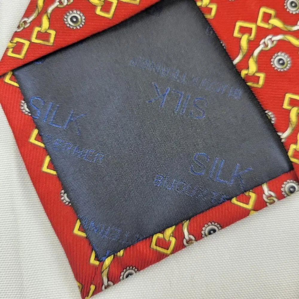 BIJOUX TERNER Red Horsebit 100% Silk Neck Tie 62